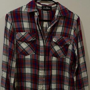 Sam Edelman Flannel Shirt Pockets Split Back Fall Size XS